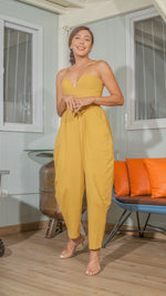 Load image into Gallery viewer, Sweetheart Baggy Jumpsuit in Mustard Linen
