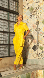 Load image into Gallery viewer, Oversized Short Sleeve Baggy Jumpsuit — Dark Yellow

