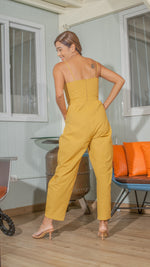 Load image into Gallery viewer, Sweetheart Baggy Jumpsuit in Mustard Linen
