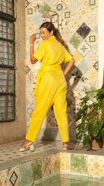 Load image into Gallery viewer, Oversized Short Sleeve Baggy Jumpsuit — Dark Yellow
