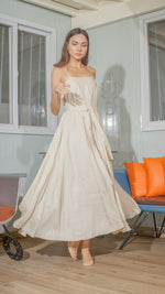 Load image into Gallery viewer, Spaghetti Strap Balloon Dress in Beige Linen
