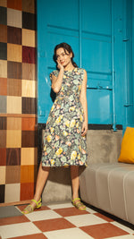 Load image into Gallery viewer, Wide Wrap Belt Dress — Pineapple
