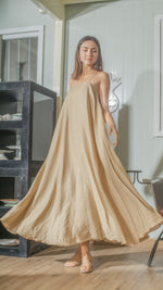 Load image into Gallery viewer, Spaghetti Strap Balloon Dress in Tan Linen
