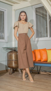 Reversible Top in Sage and Nude Linen
