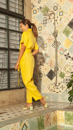 Load image into Gallery viewer, Oversized Short Sleeve Baggy Jumpsuit — Dark Yellow
