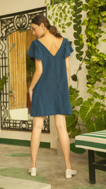 Load image into Gallery viewer, Front Zip V Neck Doll Dress — Blue
