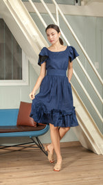 Load image into Gallery viewer, Gathered Hem Skirt - Navy Blue
