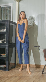 Load image into Gallery viewer, Sweetheart Baggy Jumpsuit in French Navy Linen
