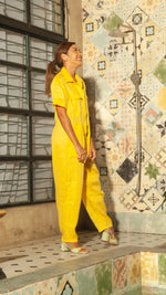 Load image into Gallery viewer, Oversized Short Sleeve Baggy Jumpsuit — Dark Yellow
