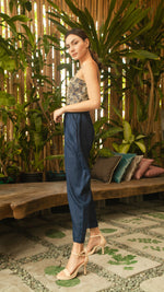 Load image into Gallery viewer, Sweetheart Baggy Jumpsuit — Blue &amp; Gold
