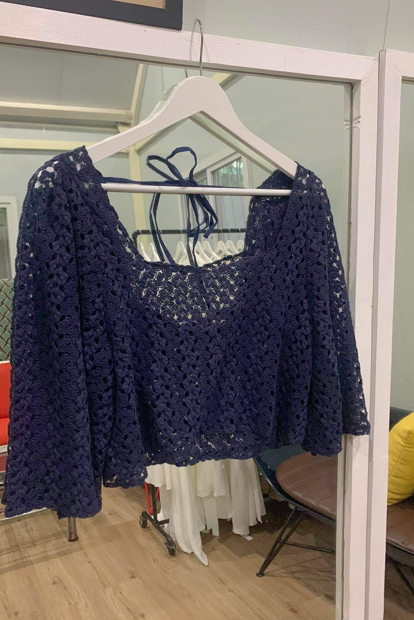 High Back Crop Top — White Lace