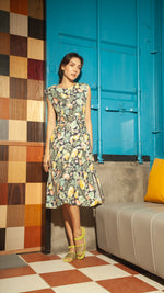 Load image into Gallery viewer, Wide Wrap Belt Dress — Pineapple
