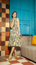 Load image into Gallery viewer, Wide Wrap Belt Dress — Pineapple
