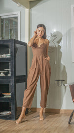 Load image into Gallery viewer, Sweetheart Baggy Jumpsuit in Dark Brown Linen
