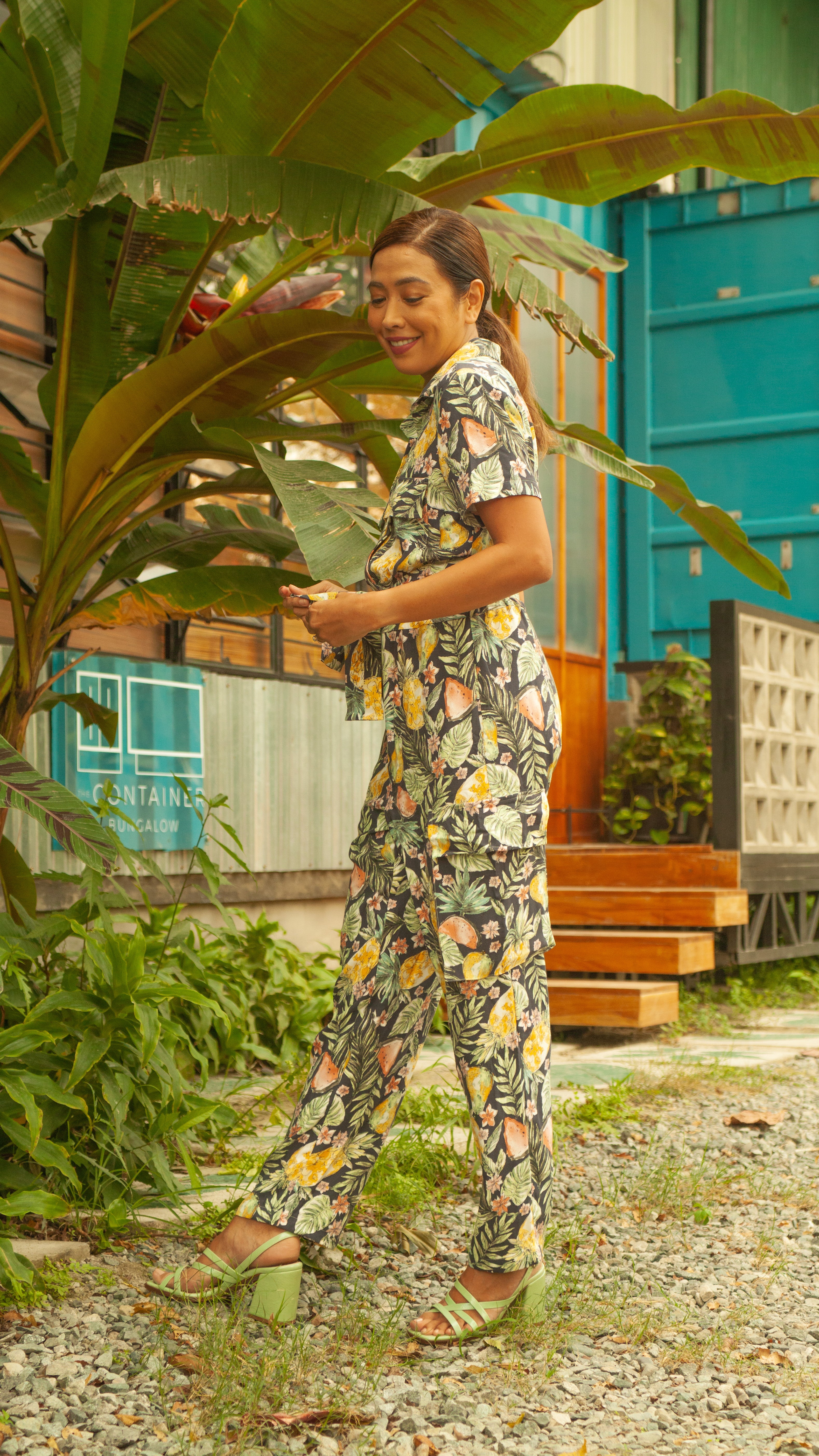 Short Sleeve Tapered Jumpsuit — Pineapple Print