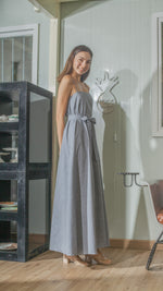Load image into Gallery viewer, Spaghetti Strap Balloon Dress in Linen Chambray
