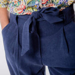 Load image into Gallery viewer, Les Expatries Almond Rustic Blue Trousers
