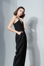 Load image into Gallery viewer, Sweetheart Baggy Jumpsuit in Black Linen
