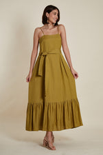 Load image into Gallery viewer, Slip On Dress in Olive Linen
