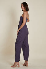 Load image into Gallery viewer, Sweetheart Baggy Jumpsuit in Deep Purple Linen
