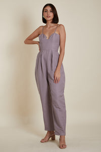 Sweetheart Baggy Jumpsuit in Lavender Linen