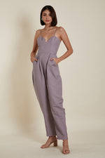 Load image into Gallery viewer, Sweetheart Baggy Jumpsuit in Lavender Linen
