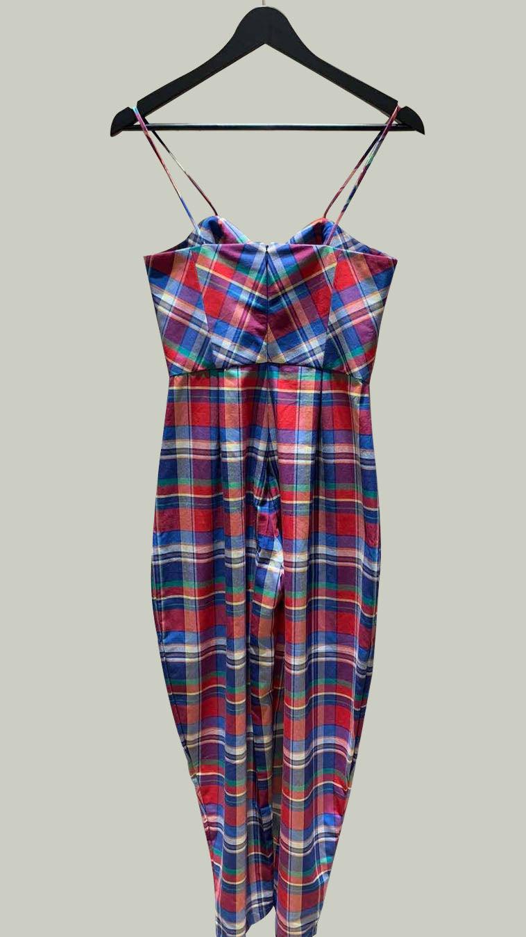 Semi Sweetheart Baggy Jumpsuit — Red Checkered