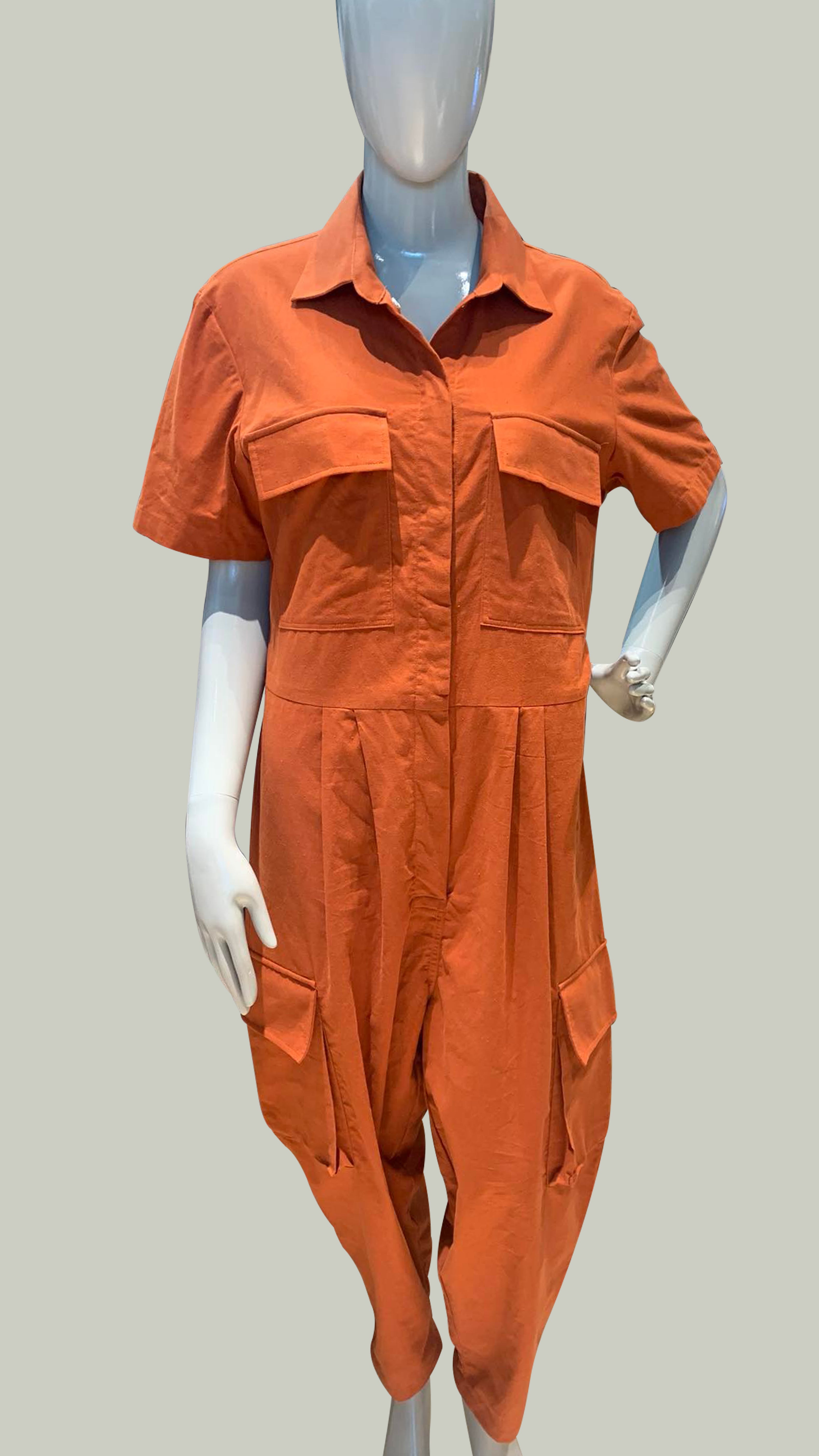 Short Sleeve Baggy Jumpsuit — Copper