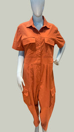 Load image into Gallery viewer, Short Sleeve Baggy Jumpsuit — Copper
