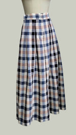 Load image into Gallery viewer, Double Front Pleat Wide Hem Pants — Blue Gingham
