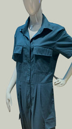 Load image into Gallery viewer, Short Sleeve Baggy Jumpsuit — Dark Emerald
