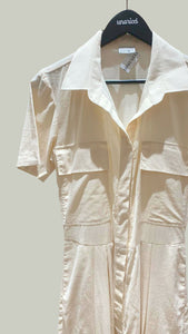 Short Sleeve Baggy Jumpsuit — Cream