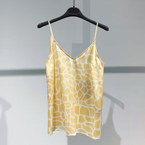 Federica Tosi Giraffe Print Silk Tank Top