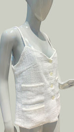 Load image into Gallery viewer, Spaghetti Strap White Tweed Top
