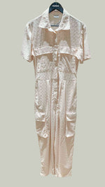 Load image into Gallery viewer, Short Sleeve Baggy Jumpsuit — Baby Pink Eyelet
