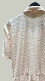 Load image into Gallery viewer, Short Sleeve Baggy Jumpsuit — Baby Pink Eyelet

