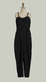 Load image into Gallery viewer, Sweetheart V-Cutout Baggy Jumpsuit  — Polka Silk Black
